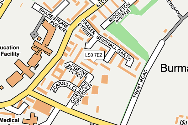 LS9 7EZ map - OS OpenMap – Local (Ordnance Survey)