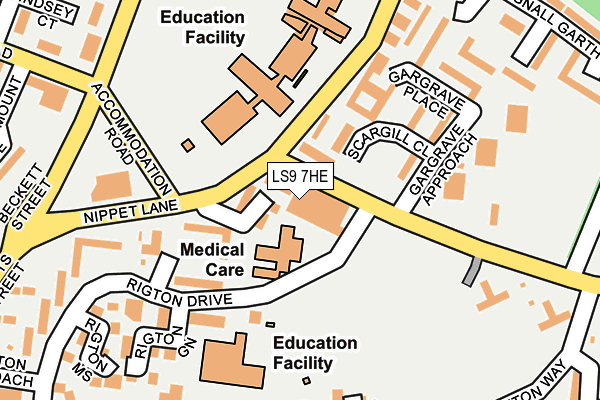LS9 7HE map - OS OpenMap – Local (Ordnance Survey)