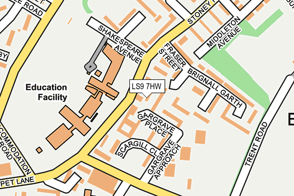 LS9 7HW map - OS OpenMap – Local (Ordnance Survey)