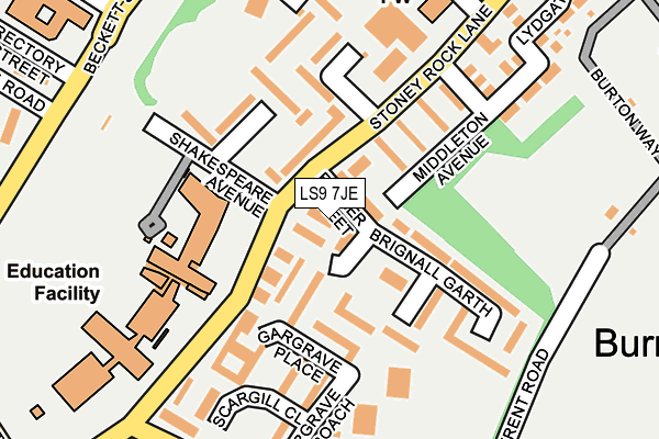 LS9 7JE map - OS OpenMap – Local (Ordnance Survey)