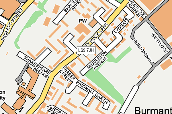 LS9 7JH map - OS OpenMap – Local (Ordnance Survey)
