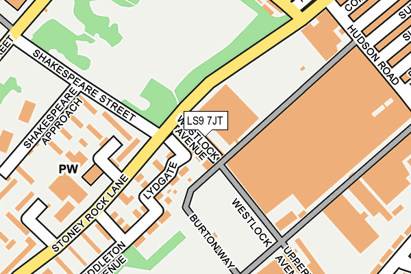 LS9 7JT map - OS OpenMap – Local (Ordnance Survey)