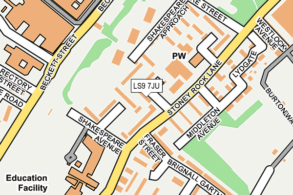 LS9 7JU map - OS OpenMap – Local (Ordnance Survey)