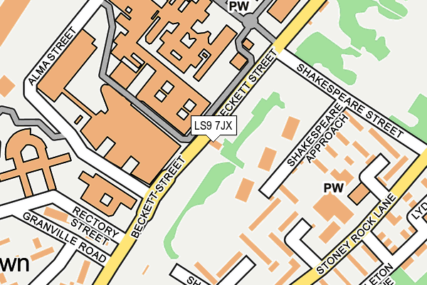 LS9 7JX map - OS OpenMap – Local (Ordnance Survey)