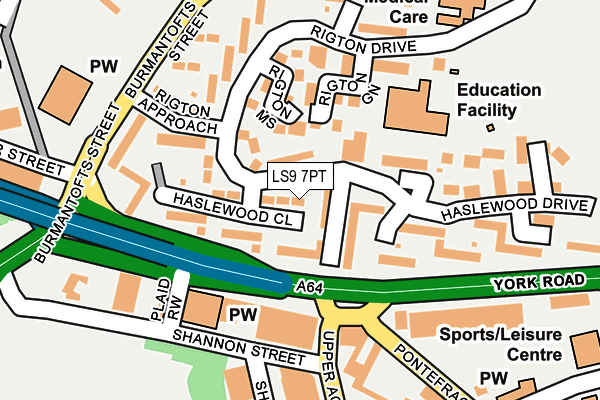 LS9 7PT map - OS OpenMap – Local (Ordnance Survey)