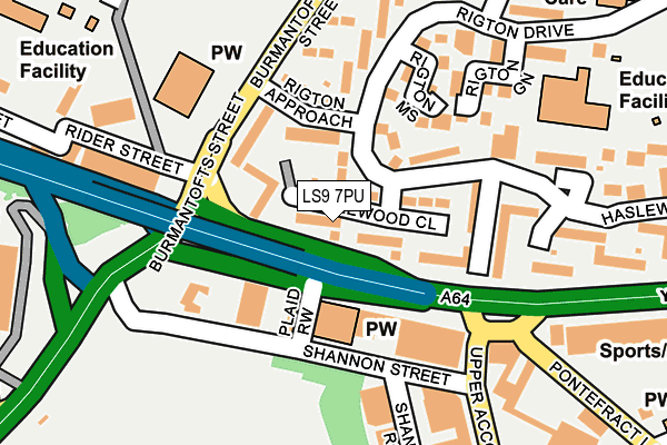 LS9 7PU map - OS OpenMap – Local (Ordnance Survey)