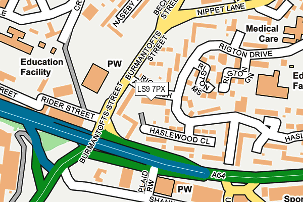 LS9 7PX map - OS OpenMap – Local (Ordnance Survey)