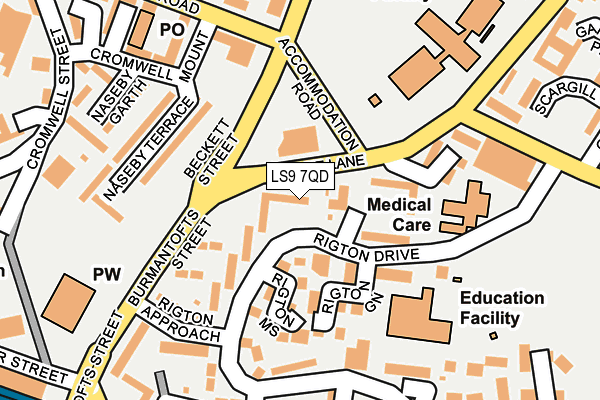 LS9 7QD map - OS OpenMap – Local (Ordnance Survey)