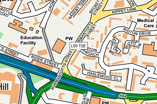 LS9 7QE map - OS OpenMap – Local (Ordnance Survey)