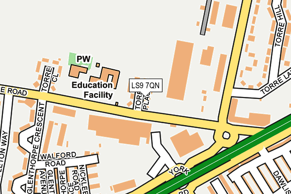 LS9 7QN map - OS OpenMap – Local (Ordnance Survey)