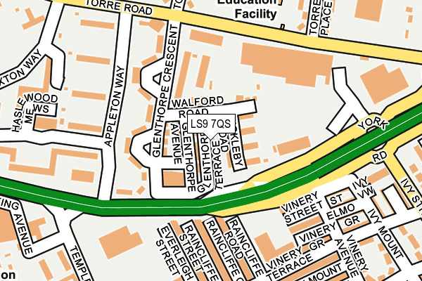 LS9 7QS map - OS OpenMap – Local (Ordnance Survey)