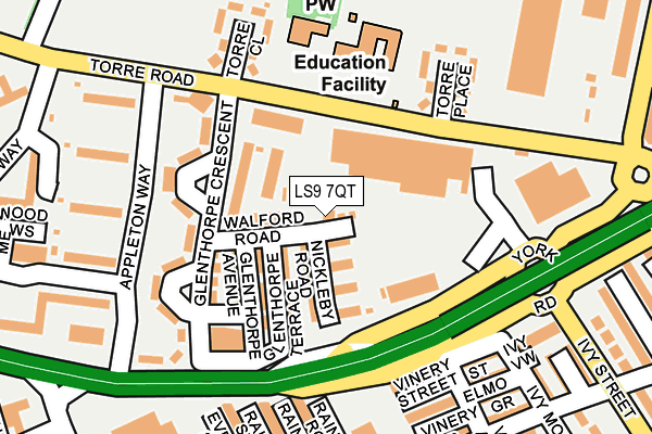 LS9 7QT map - OS OpenMap – Local (Ordnance Survey)
