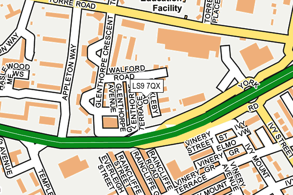 LS9 7QX map - OS OpenMap – Local (Ordnance Survey)