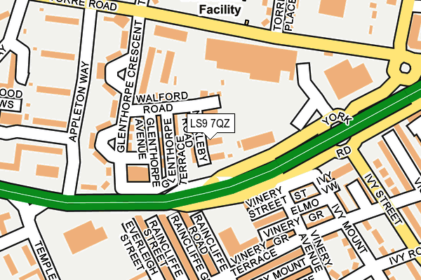 LS9 7QZ map - OS OpenMap – Local (Ordnance Survey)