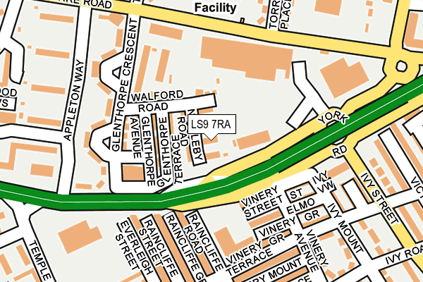 LS9 7RA map - OS OpenMap – Local (Ordnance Survey)