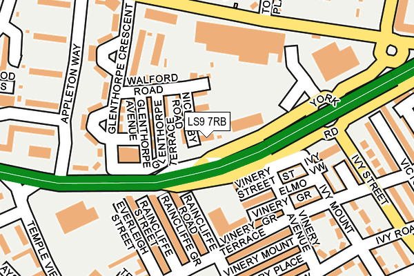 LS9 7RB map - OS OpenMap – Local (Ordnance Survey)