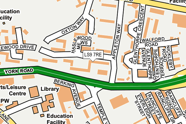 LS9 7RE map - OS OpenMap – Local (Ordnance Survey)