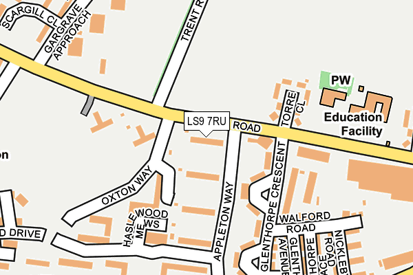 LS9 7RU map - OS OpenMap – Local (Ordnance Survey)