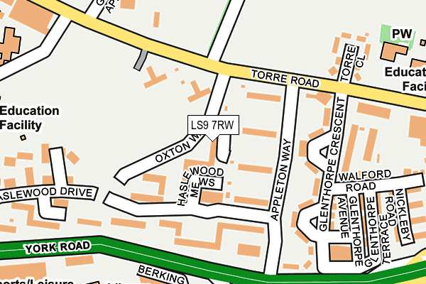LS9 7RW map - OS OpenMap – Local (Ordnance Survey)