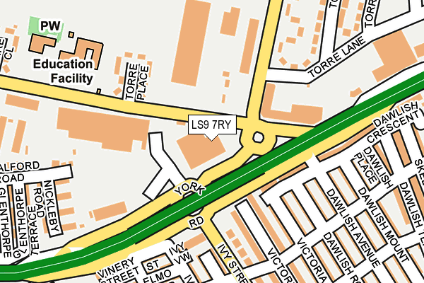 LS9 7RY map - OS OpenMap – Local (Ordnance Survey)