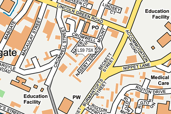 LS9 7SX map - OS OpenMap – Local (Ordnance Survey)