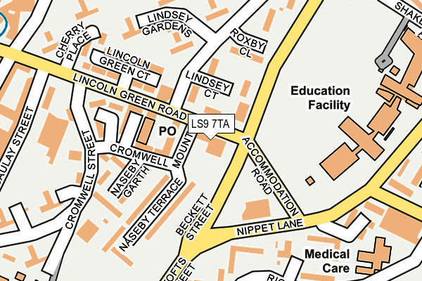 LS9 7TA map - OS OpenMap – Local (Ordnance Survey)