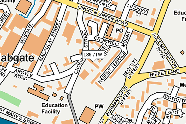 LS9 7TW map - OS OpenMap – Local (Ordnance Survey)