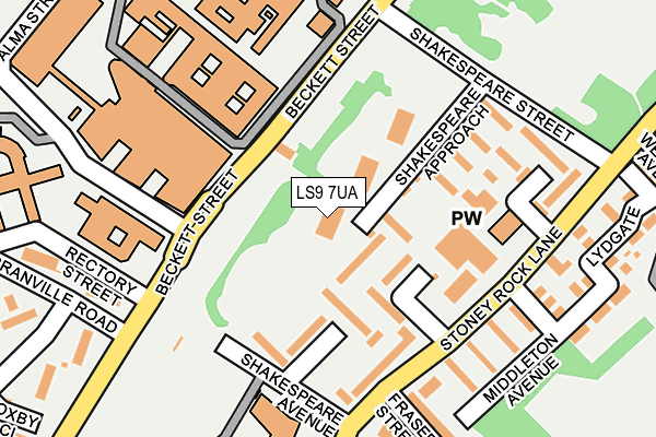 LS9 7UA map - OS OpenMap – Local (Ordnance Survey)
