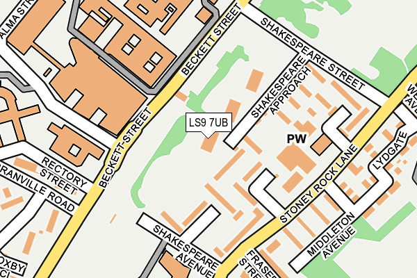 LS9 7UB map - OS OpenMap – Local (Ordnance Survey)