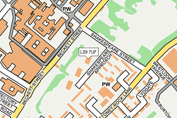 LS9 7UF map - OS OpenMap – Local (Ordnance Survey)
