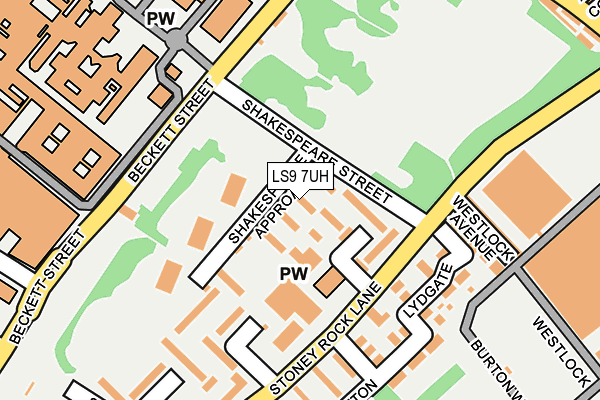 LS9 7UH map - OS OpenMap – Local (Ordnance Survey)