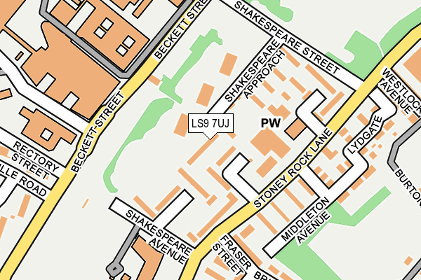 LS9 7UJ map - OS OpenMap – Local (Ordnance Survey)