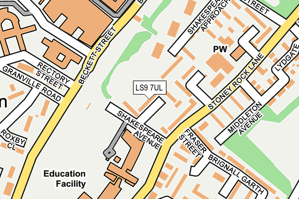 LS9 7UL map - OS OpenMap – Local (Ordnance Survey)