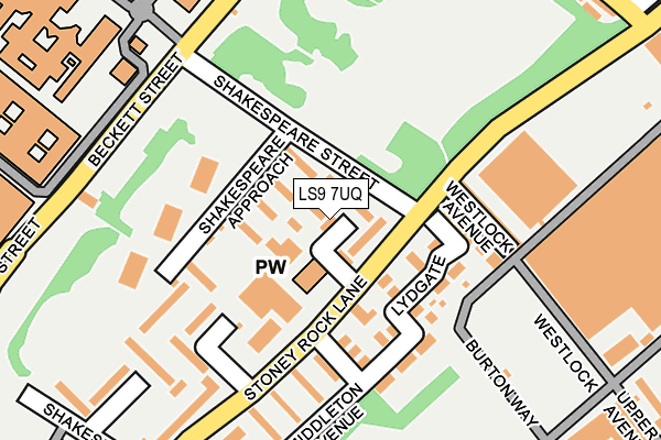 LS9 7UQ map - OS OpenMap – Local (Ordnance Survey)