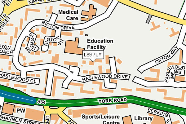 LS9 7UY map - OS OpenMap – Local (Ordnance Survey)