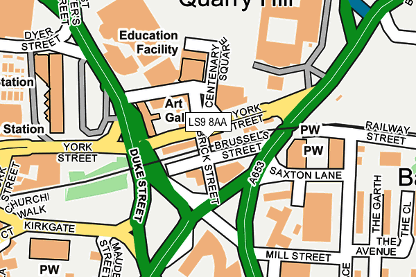 LS9 8AA map - OS OpenMap – Local (Ordnance Survey)