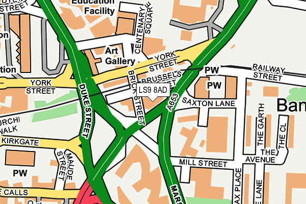 LS9 8AD map - OS OpenMap – Local (Ordnance Survey)