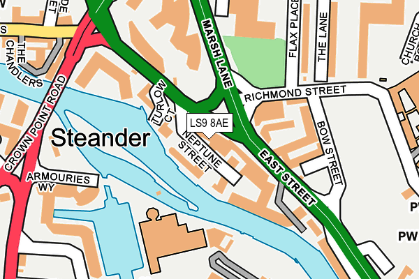 LS9 8AE map - OS OpenMap – Local (Ordnance Survey)