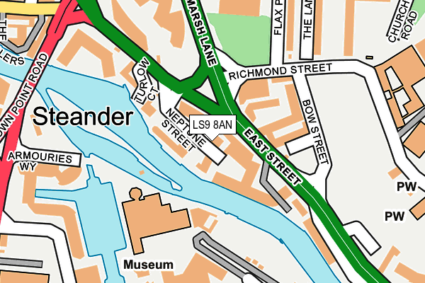 LS9 8AN map - OS OpenMap – Local (Ordnance Survey)