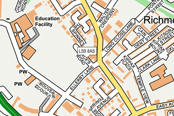 LS9 8AS map - OS OpenMap – Local (Ordnance Survey)