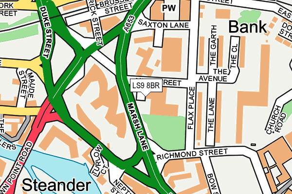 LS9 8BR map - OS OpenMap – Local (Ordnance Survey)