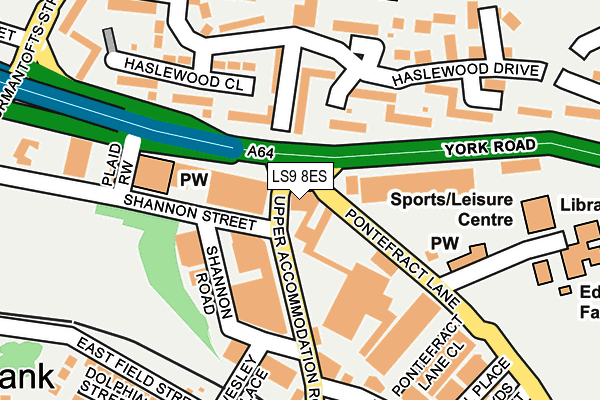 LS9 8ES map - OS OpenMap – Local (Ordnance Survey)
