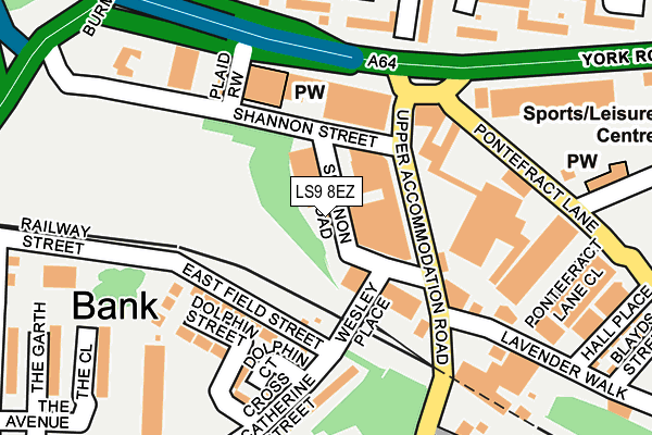 LS9 8EZ map - OS OpenMap – Local (Ordnance Survey)