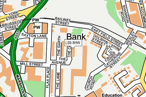 LS9 8HW map - OS OpenMap – Local (Ordnance Survey)