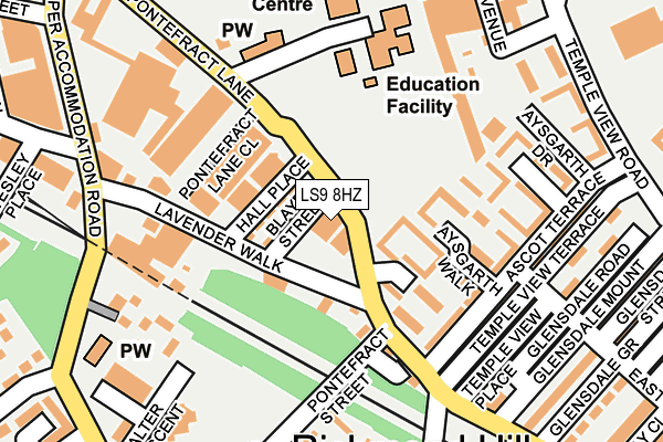 LS9 8HZ map - OS OpenMap – Local (Ordnance Survey)