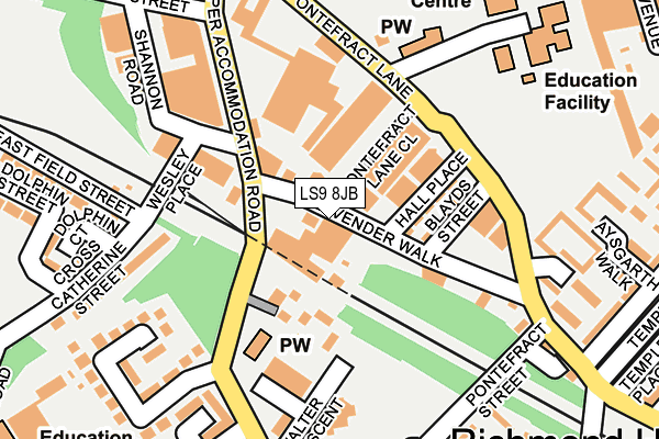 LS9 8JB map - OS OpenMap – Local (Ordnance Survey)