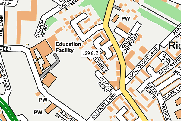 LS9 8JZ map - OS OpenMap – Local (Ordnance Survey)