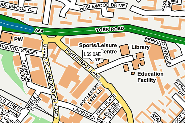 LS9 9AE map - OS OpenMap – Local (Ordnance Survey)