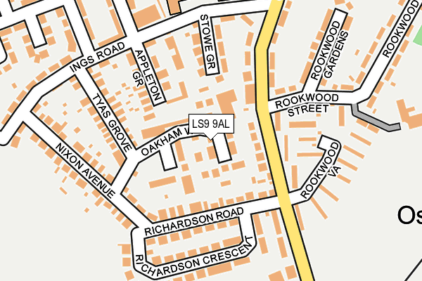 LS9 9AL map - OS OpenMap – Local (Ordnance Survey)