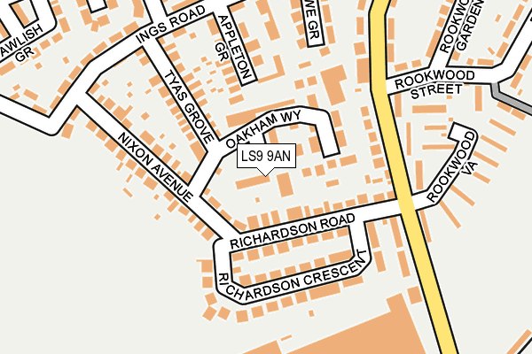 LS9 9AN map - OS OpenMap – Local (Ordnance Survey)
